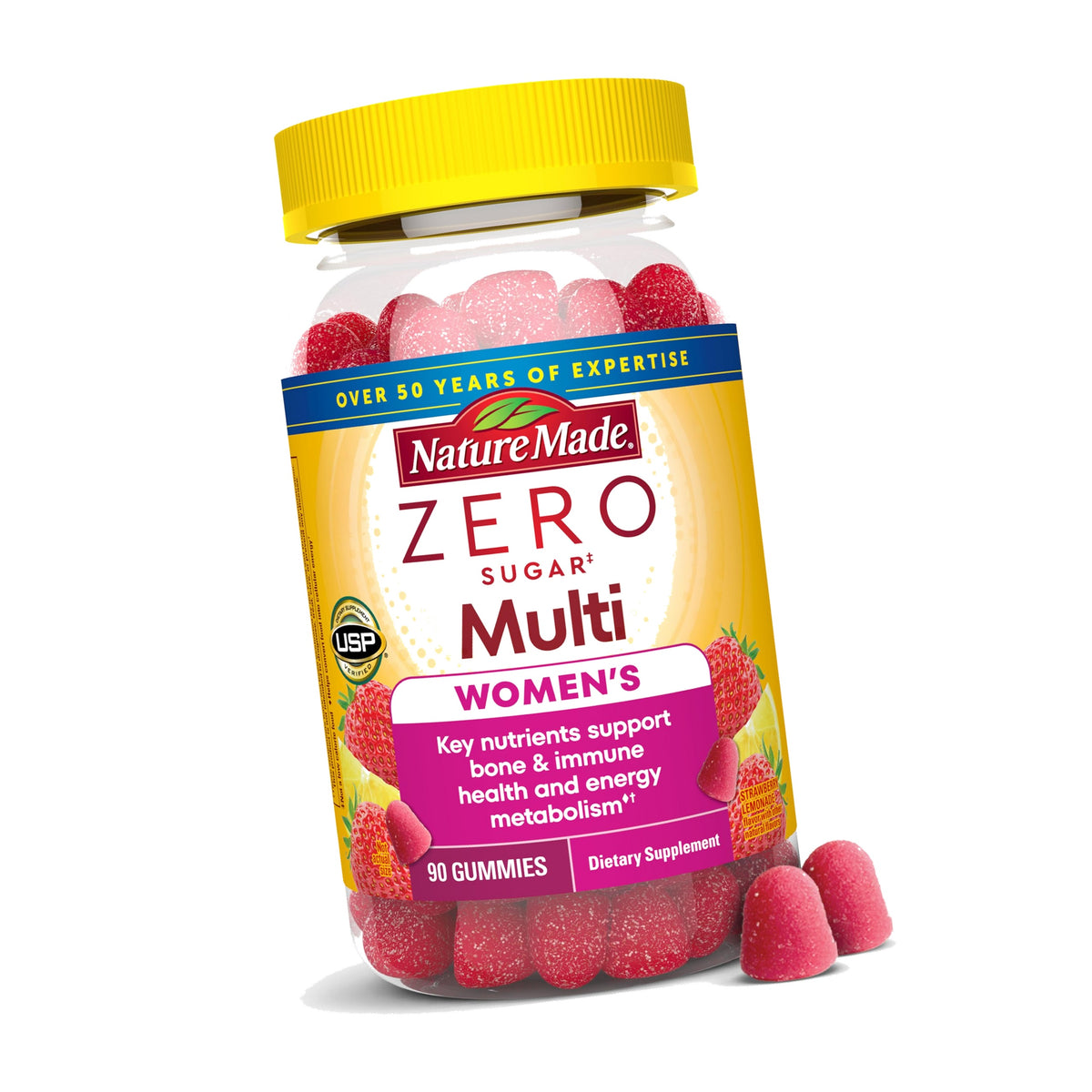 Nature Made Zero Sugar Multivitamin Women's Gummies, 90 Sugar Free Gummies