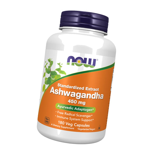 NOW Supplements, Ashwagandha 450 mg (Standardized Extract), 180 Veg Caps