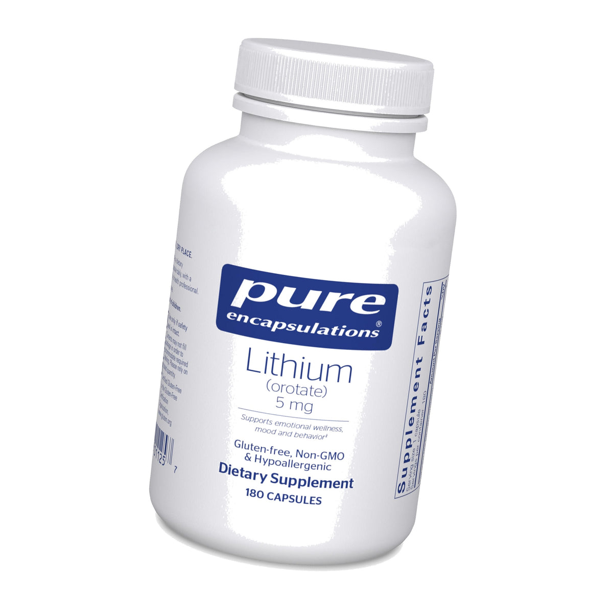 Pure Encapsulations Lithium (Orotate) 5 mg, 180 Capsules
