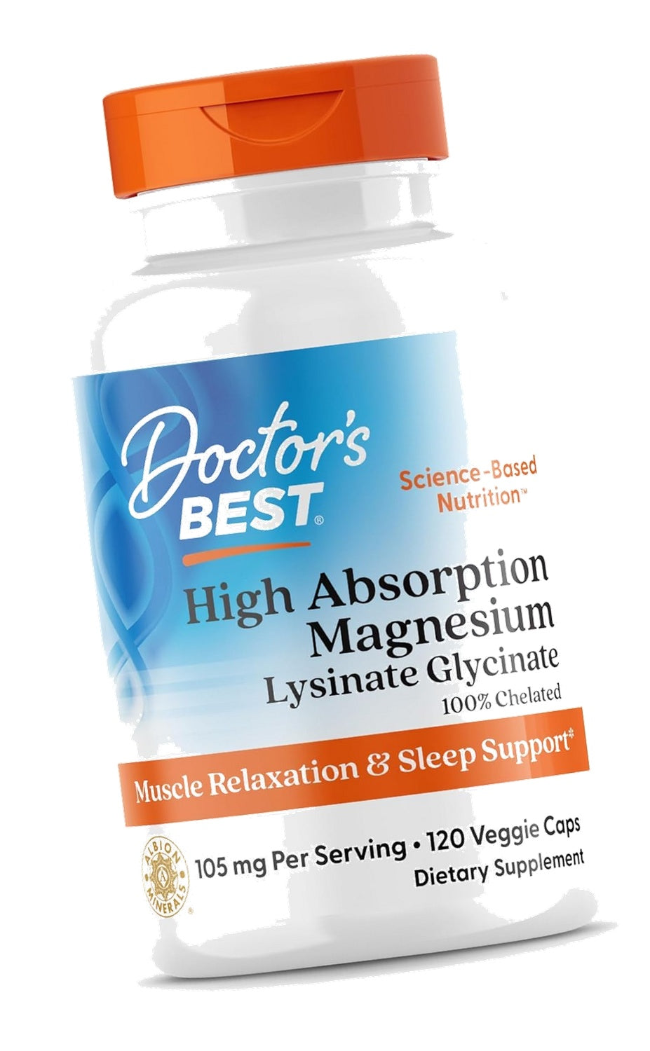 Doctor's Best High Absorption Magnesium Glycinate Lysinate, 120 Veg Caps