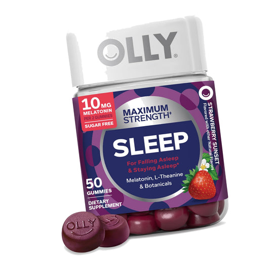 OLLY Maximum Strength Sleep Support Supplement, 10 mg Melatonin - 50 Count