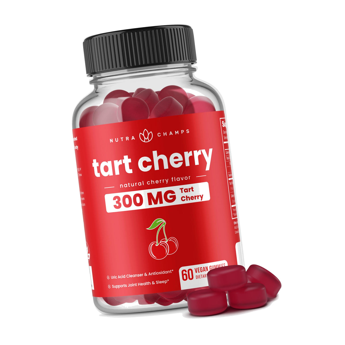 Tart Cherry Gummies with Celery Seed – Potent 10:1 Tart Cherry Extract for Uric Acid Support, Joint Health, Muscle Recovery & Sleep – Vegan Gummies – 60 Count – Third Party Lab Tested, Vegan, Non-GMO