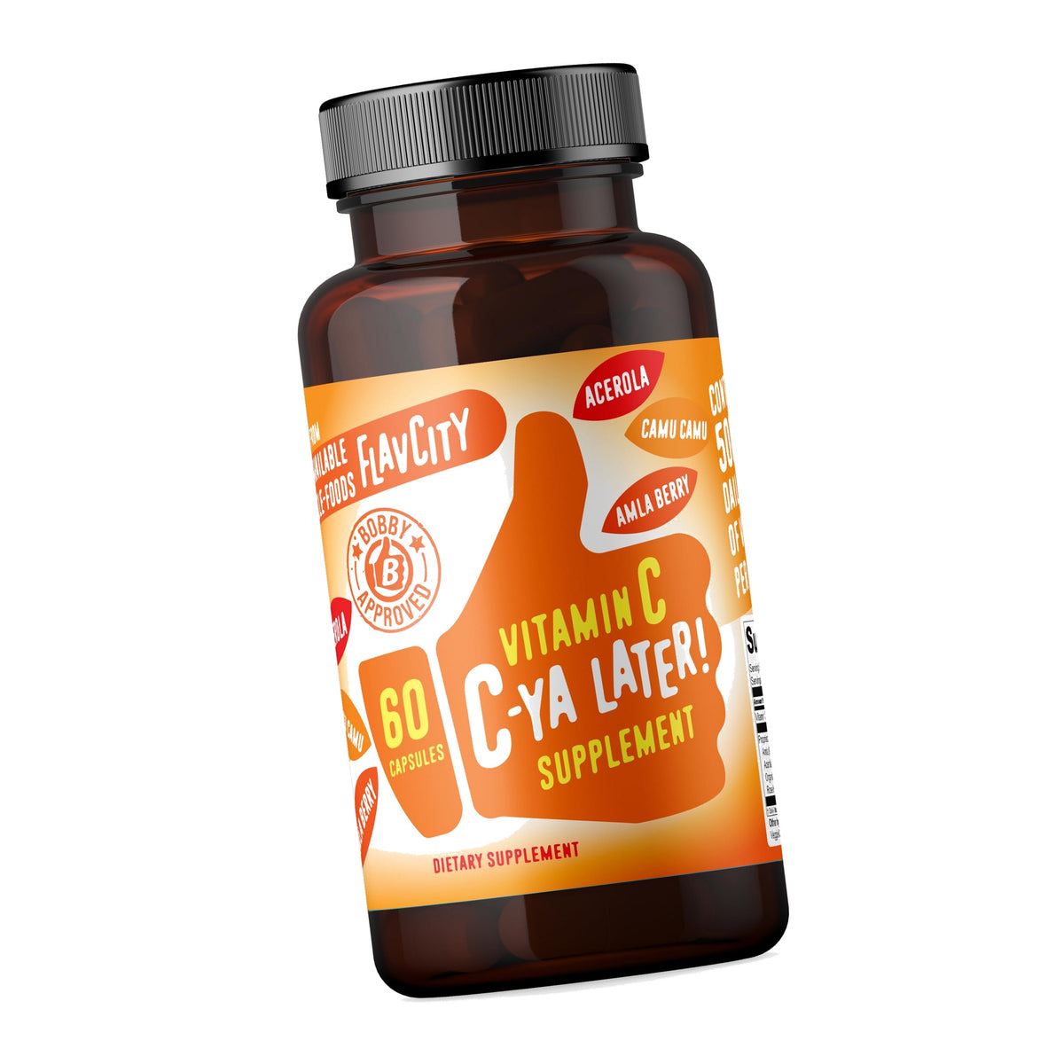 FlavCity C-Ya Later! Vitamin C Supplement, Superfood Vitamin C, 60 Ct