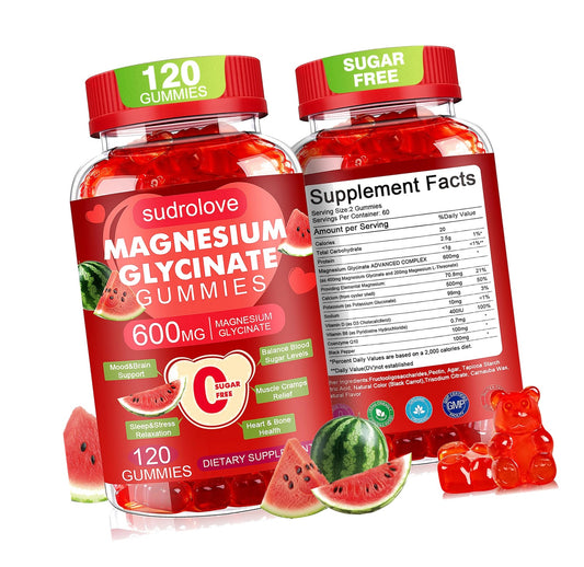 sudrolove Magnesium Glycinate Gummies 600mg per Serving, 120 Count