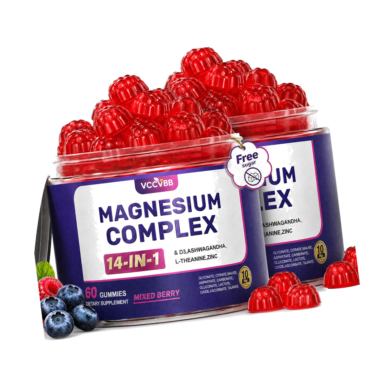 Magnesium Glycinate Gummies, 500mg 14-in-1 Magnesium Complex, 120 Count