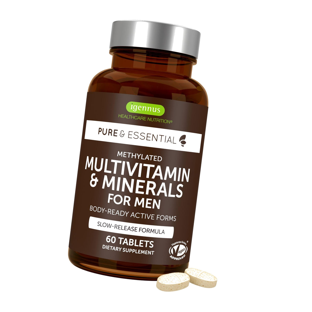 Igennus Methylated Multivitamin for Men, 22 Actives, 1-Month Supply