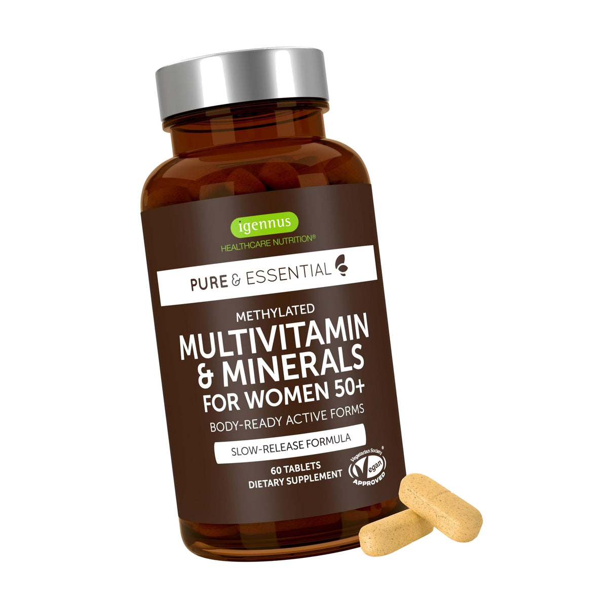 Igennus Methylated Multivitamin for Women 50+ with Calcium & Magnesium