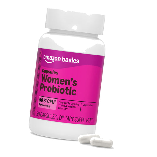 Amazon Basics One Daily Women's Probiotic, Support Urinary Tract and Vaginal Health, 50 Billion CFU (7 strains), Lactobaccilus and Bifidobacteria blend, 30 Capsules (Previously Amazon Elements)