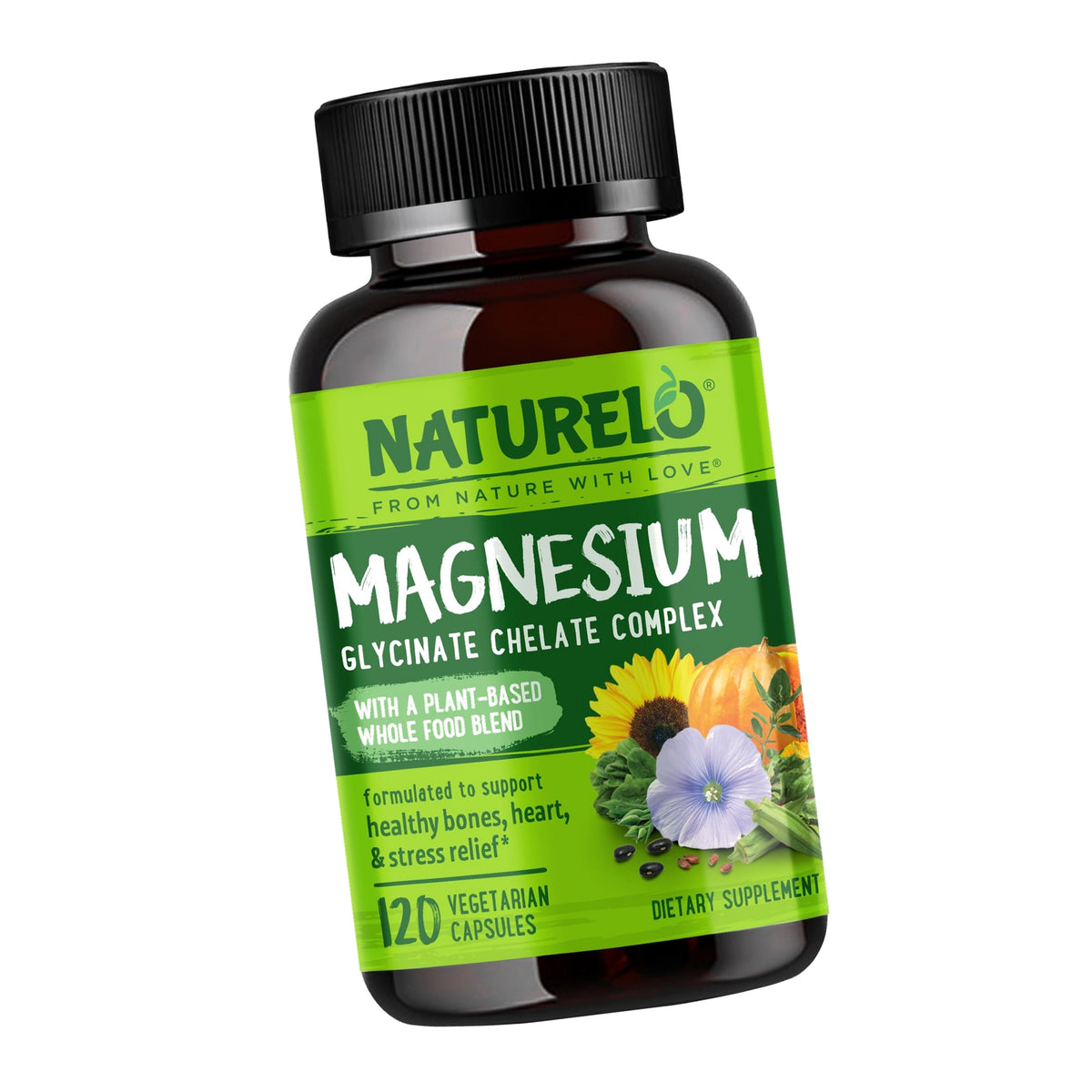 NATURELO Magnesium Glycinate Chelate Complex - 200 mg Magnesium, 120 Count