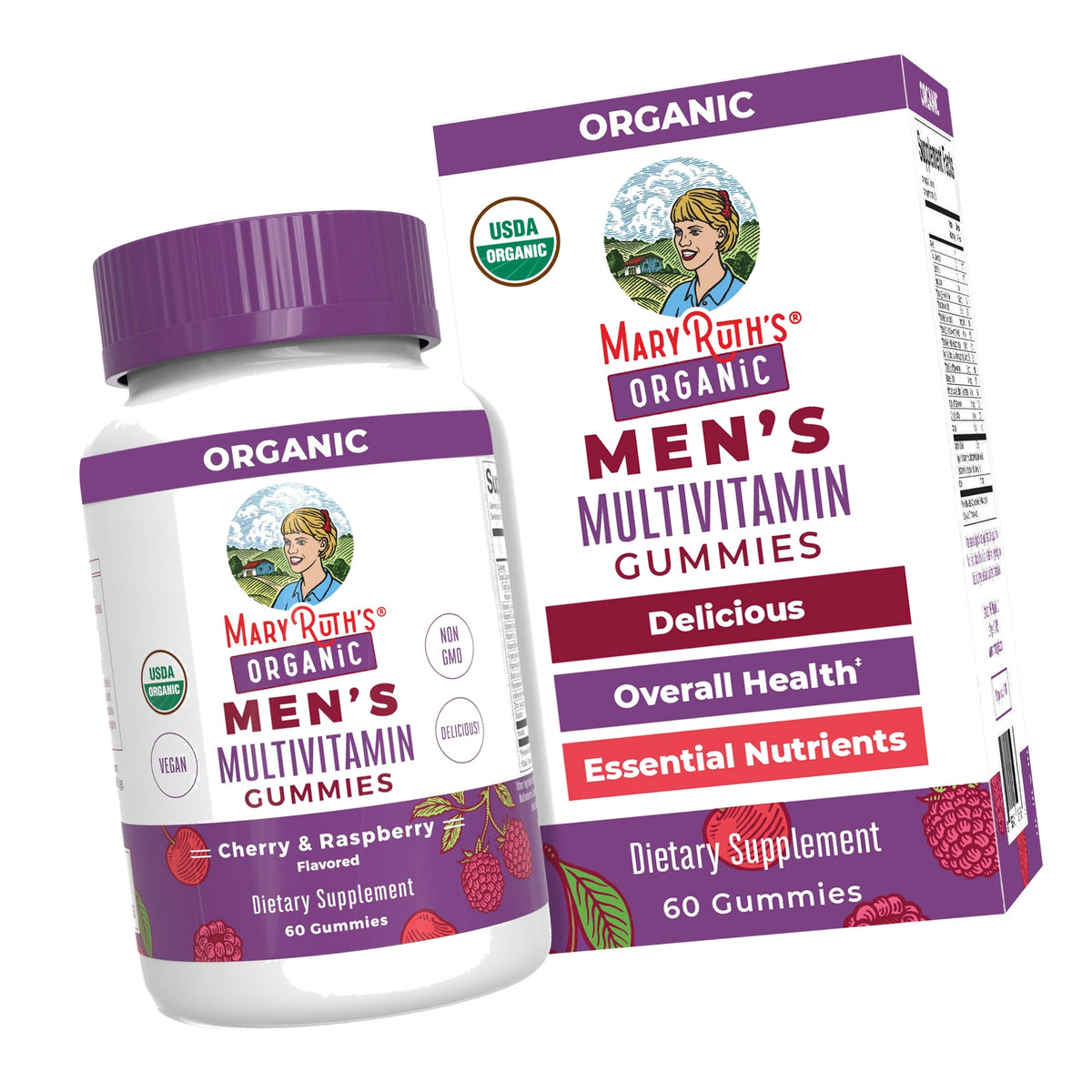 MARYRUTH'S Organic Men's Multivitamin Gummies, Vegan, Non-GMO, 60 Count