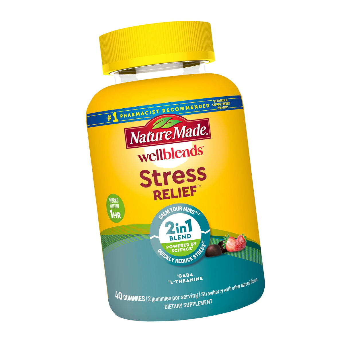 Nature Made Wellblends Stress Relief Gummies, 40 Strawberry Flavor Gummies