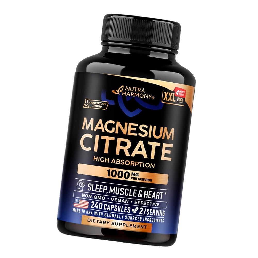 Magnesium Citrate Capsules 1000mg - High Absorption, 4 Month Supply
