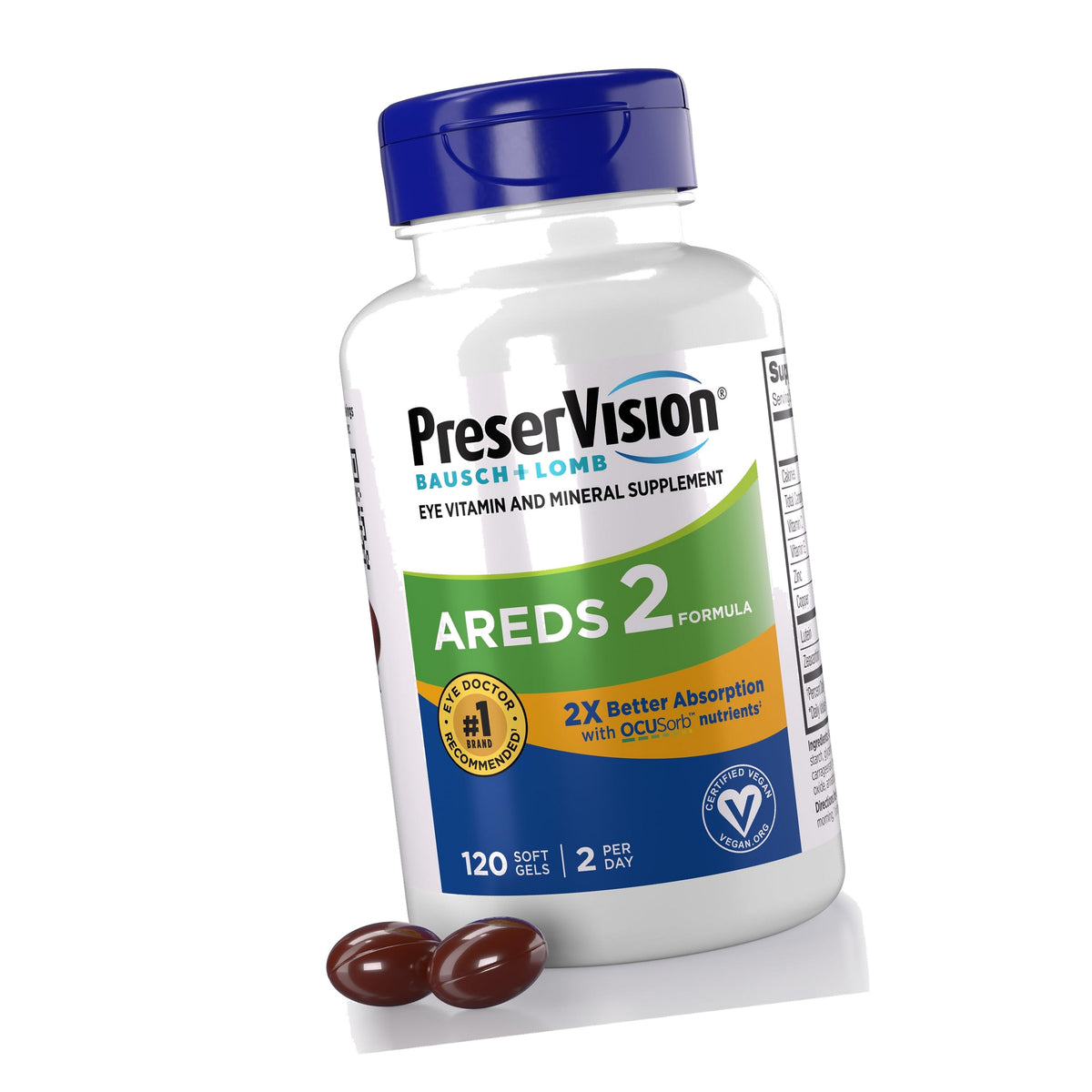 PreserVision AREDS 2 Vegan Eye Vitamins OCUSorb Formula, 120 Softgels