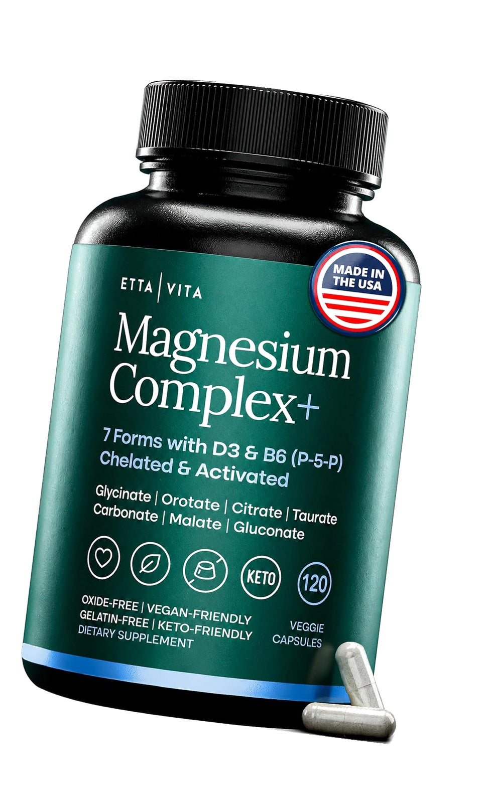 Magnesium Complex for Women & Men 500mg (7-in-1) with VIT D3 & B6-120 Ct