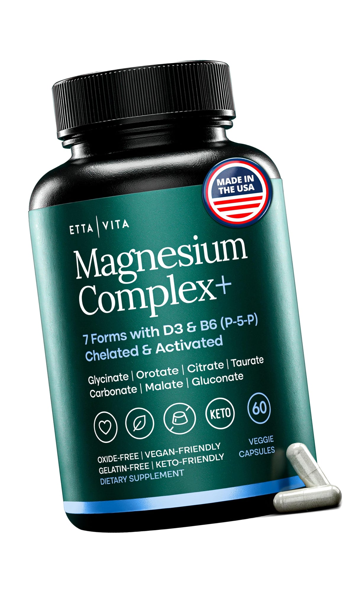 Magnesium Complex for Women & Men 500mg (7-in-1) with Vit D3 & B6 - 60 Ct