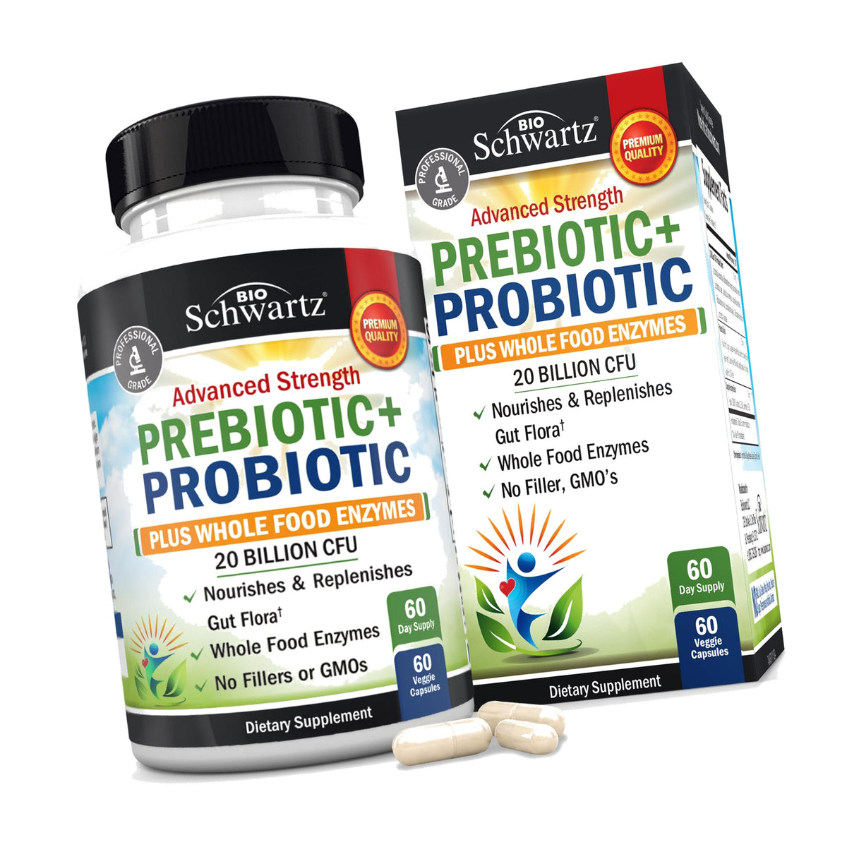 Advanced Prebiotics & Probiotics for Women & Men, 60 Capsules