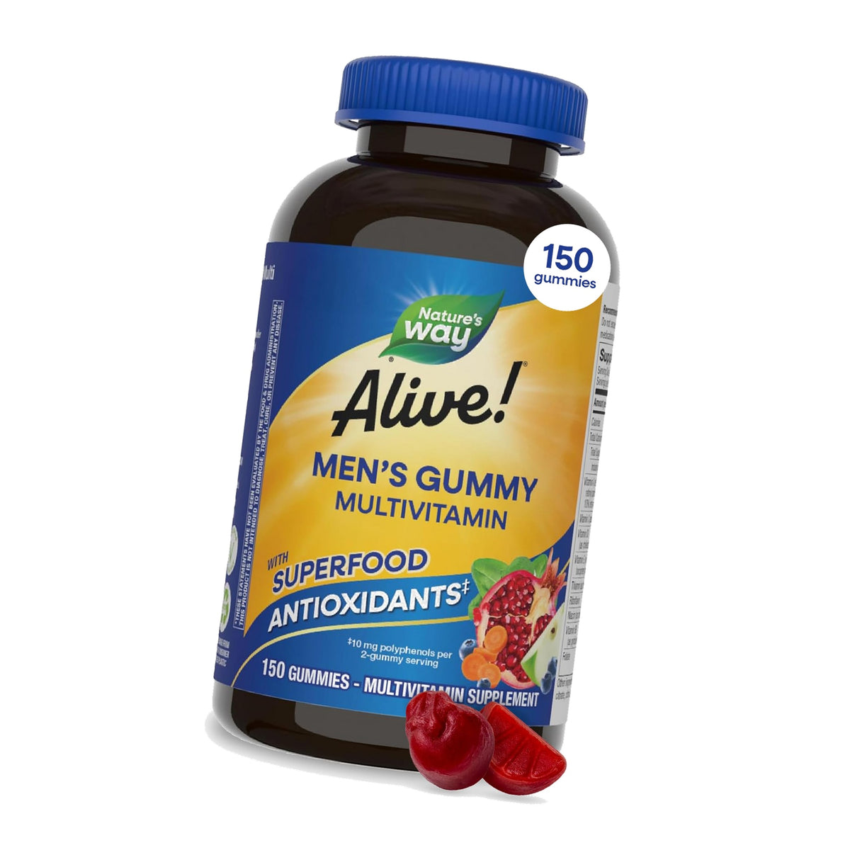 Nature's Way Alive! Men’s Multivitamin Gummy, Vitamin A, C, D3, Zinc,150 ct