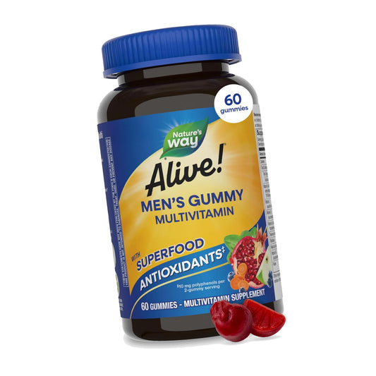 Nature’s Way Alive! Men’s Multivitamin Gummy, Vitamin A, C, D3, Zinc, 60 ct