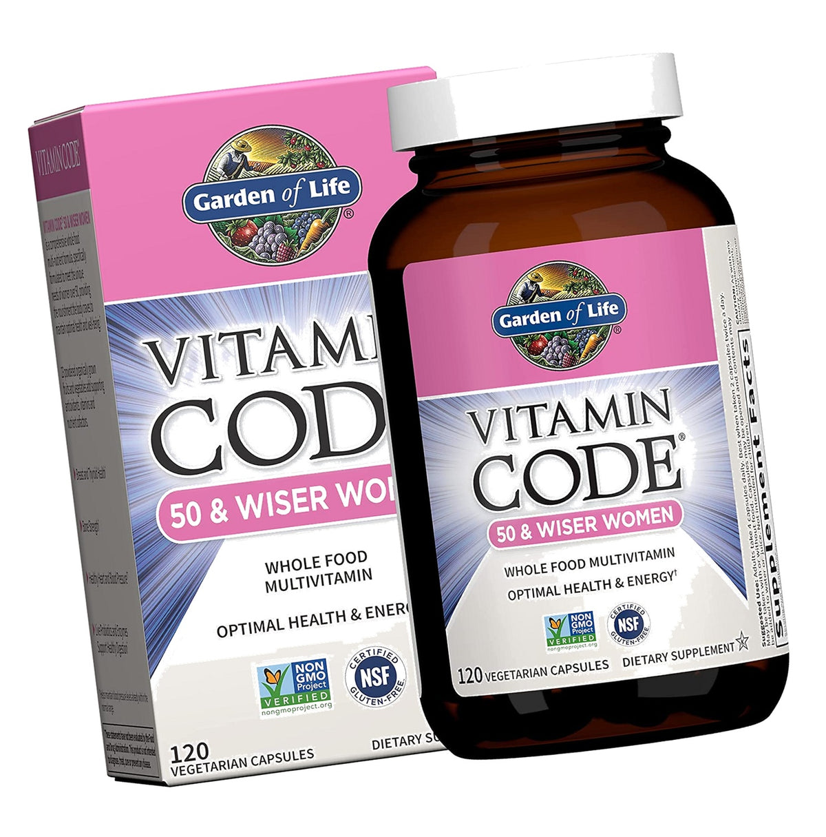 Garden of Life Vitamin Code Women 50 & Wiser Multivitamin, 120 Capsules