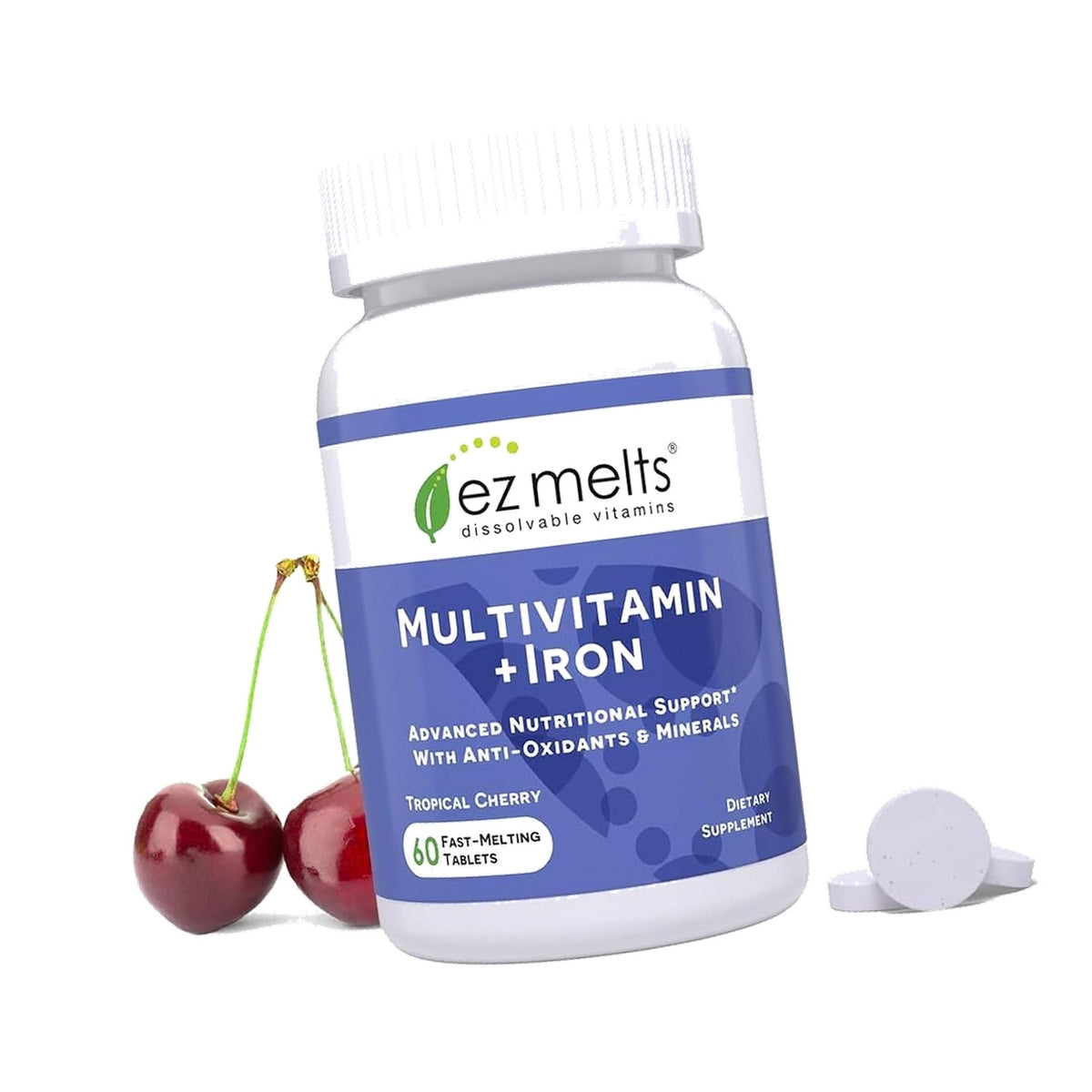 EZ Melts Dissolvable Multivitamin & Iron, 60 Tablets, Tropical Cherry