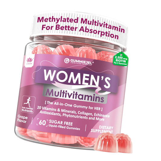 Womens Multivitamin Gummy + Iron for Woman Daily Wellness & Beauty, 60 Cts