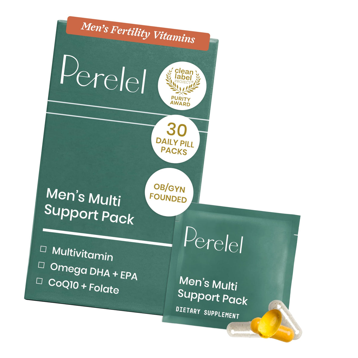 Perelel Mens Daily Multivitamin with Omega 3, CoQ10, & Folate