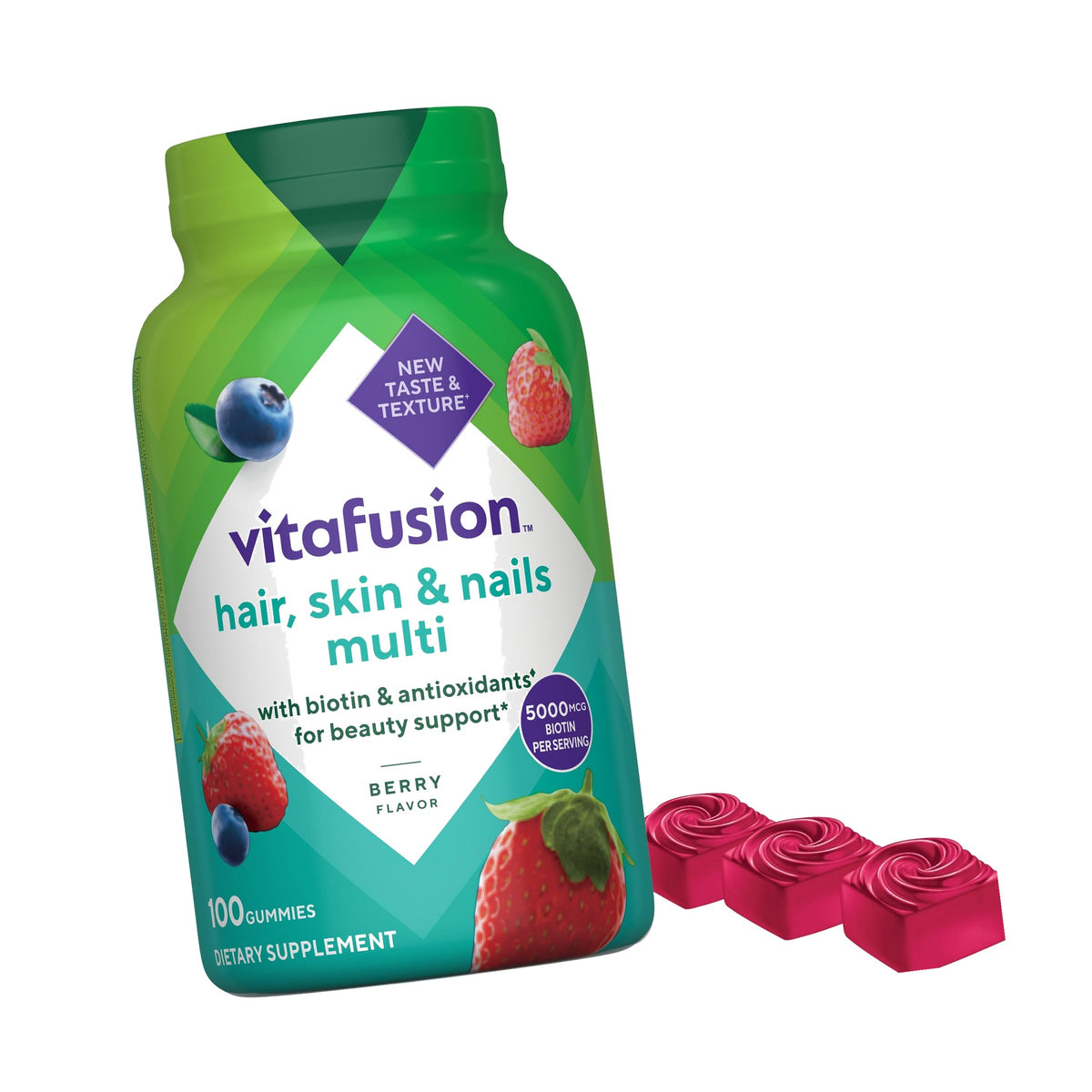 Vitafusion Hair Skin and Nails Gummies | Biotin 5000mcg Per 3 Gummies