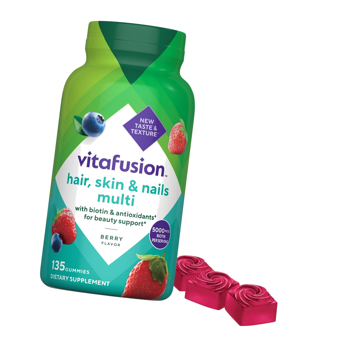 Vitafusion Hair Skin and Nails Vitamins | Biotin 5000mcg Per 3 Gummies