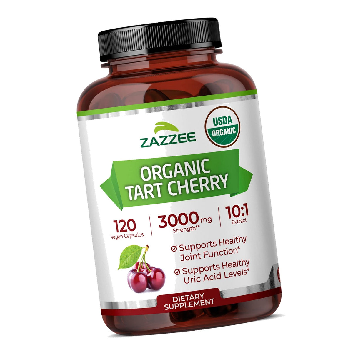 Zazzee USDA Organic Tart Cherry 10:1 Extract, 120 Capsules, 4 Month Supply