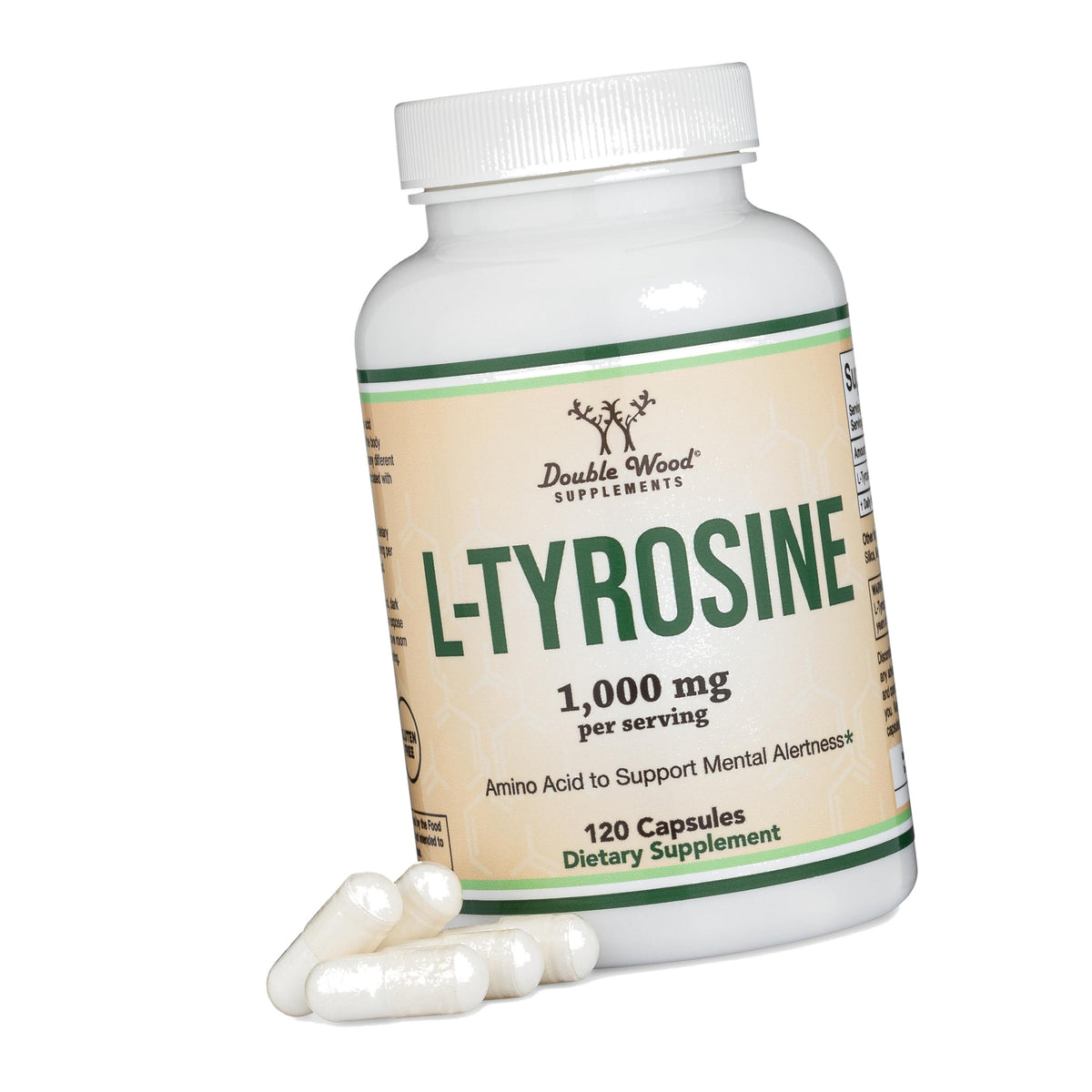 L-Tyrosine 1,000mg, Focus, Attention + Mood Support, 120 Capsules