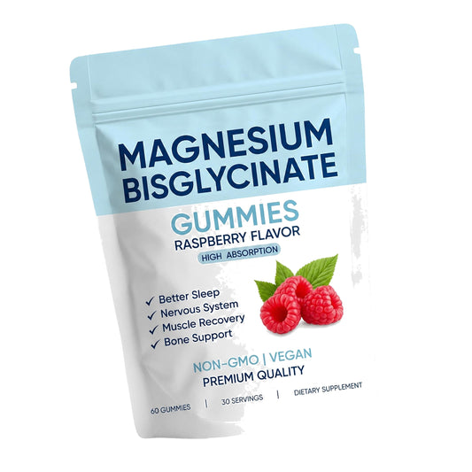 Spnutrition Magnesium Bisglycinate Gummies, with 400mg Magnesium Bisglycinate Chelate, Sea Salt, Raspberry Fruit Powder, Improve Sleep & nervous, Relax Muscles, Strengthen Bones, Vegan, 60 Gummies (1)