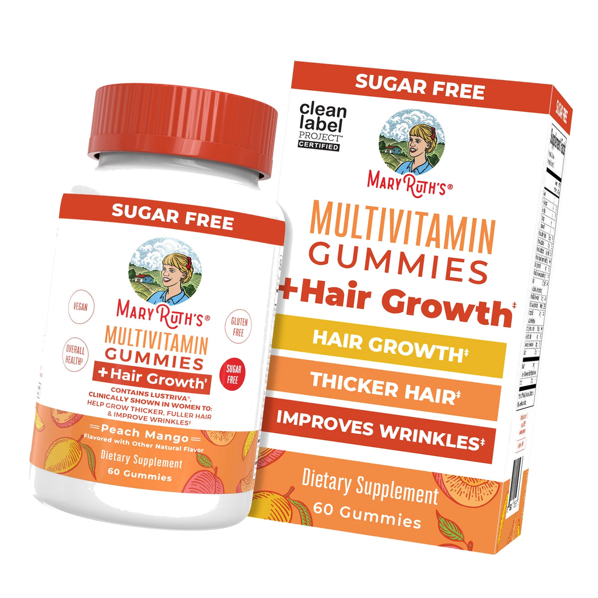 MaryRuth's Multivitamin + Hair Growth Gummies, Thicker Hair, 30 Servings