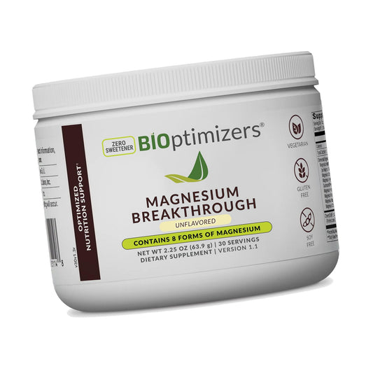 BIOptimizers Magnesium Drink, 8 Forms of Magnesium Unflavored 30 Servings