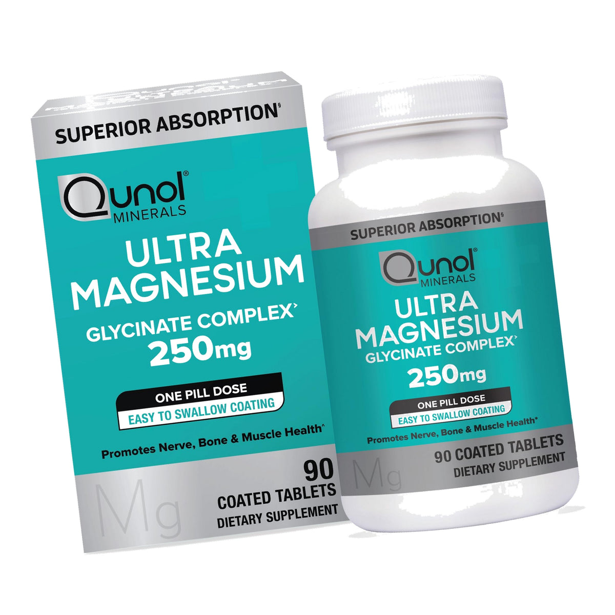 Qunol Ultra Magnesium Glycinate Complex 250mg, Vegetarian, Gluten-Free 90ct
