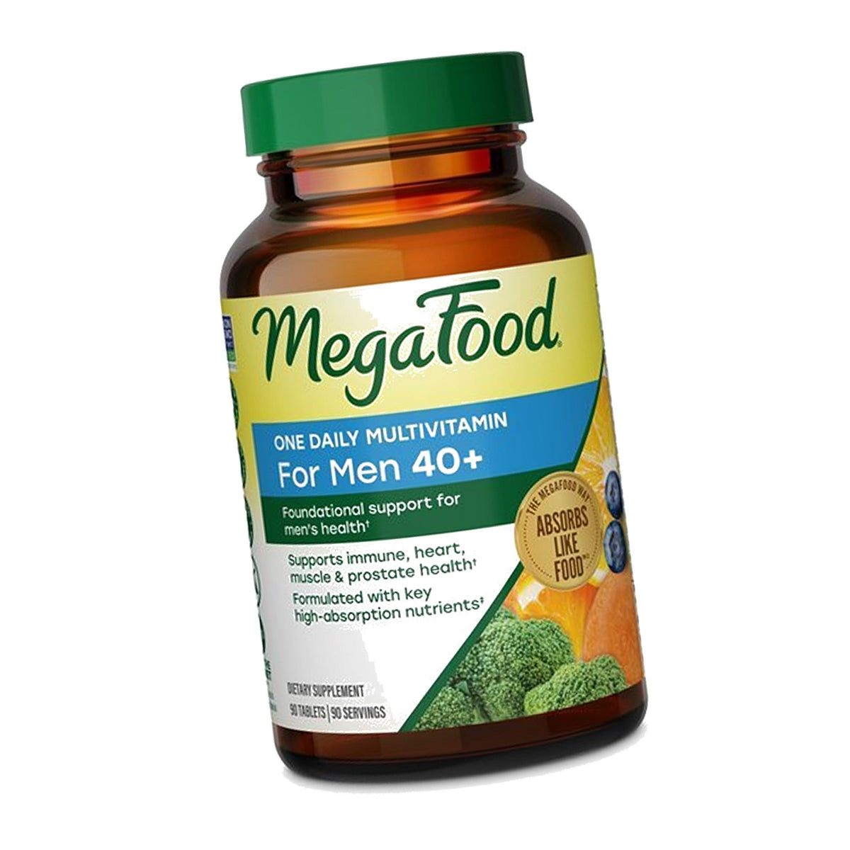 MegaFood One Daily Multivitamin for Men 40+ with 21 Nutrients, 90 Tablets