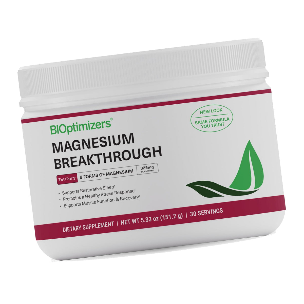 BIOptimizers Magnesium Drink, 8 Forms of Magnesium Tart Cherry, 30 Servings