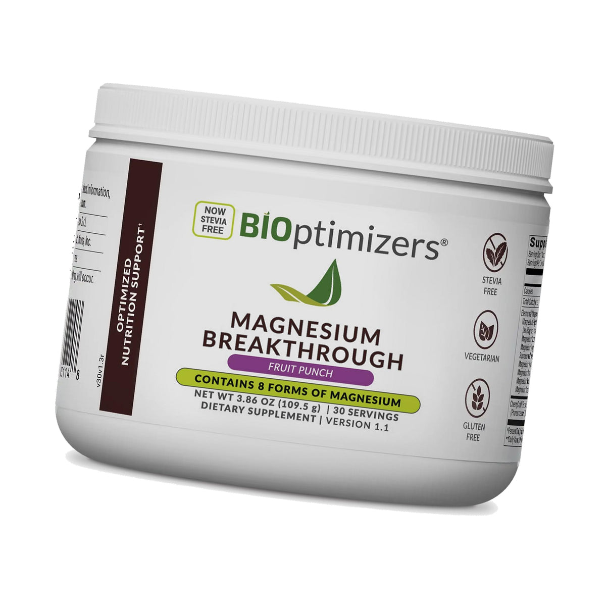 BIOptimizers Magnesium Drink, 8 Forms of Magnesium Fruit Punch, 30 Servings