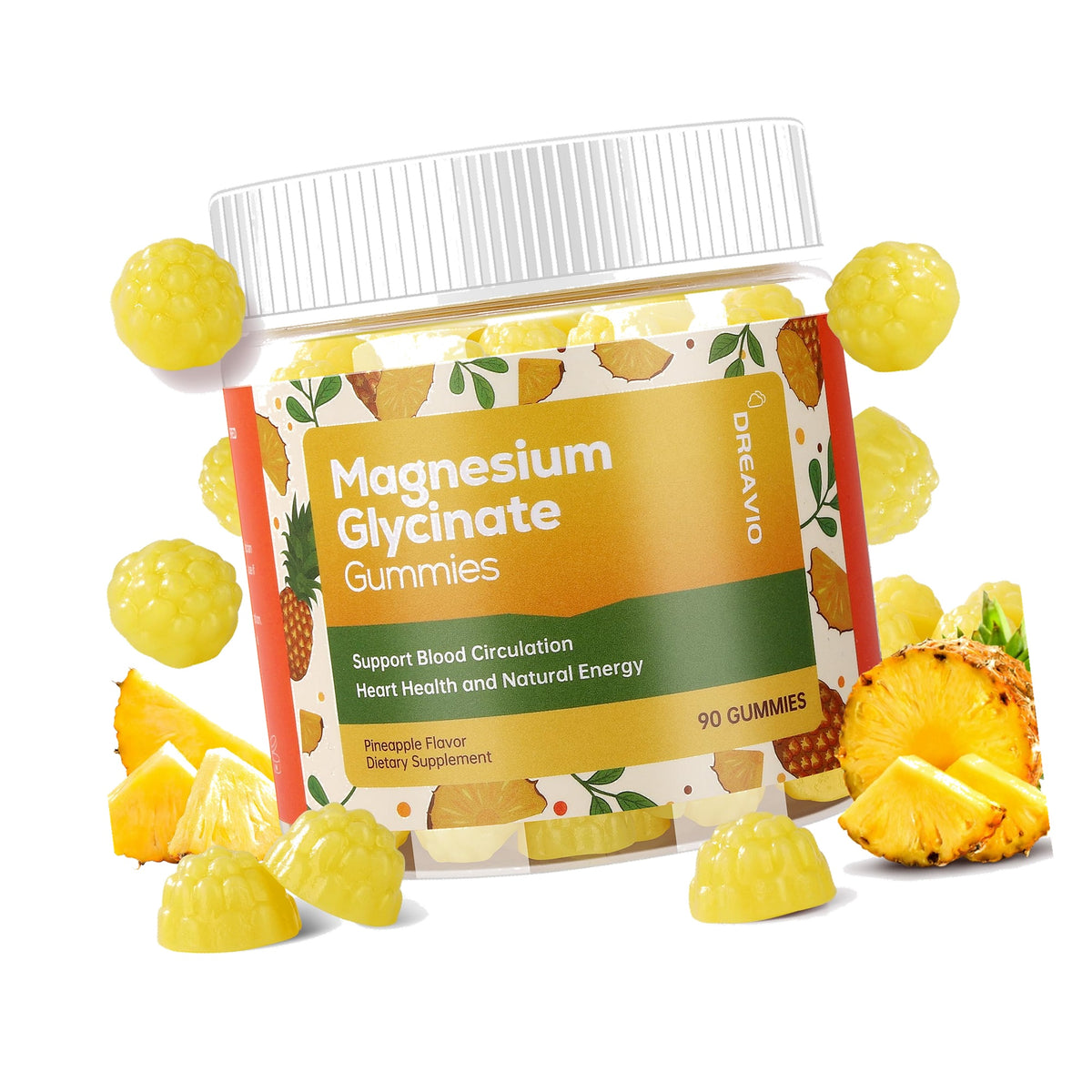 DREAVIO 600mg Magnesium Glycinate Gummies, Sugar Free, 90 Count