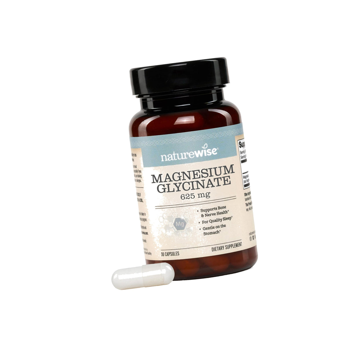 NatureWise Magnesium Glycinate 625mg, Sleep & Muscle Support, 30 Capsules