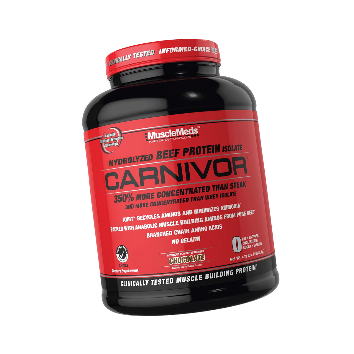MuscleMeds CARNIVOR Beef Protein Isolate Powder, Muscle Building, Recovery, Lactose Free, Sugar Free, Fat, Free, 23g Protein, Halal Certified, Chocolate, 56 Servings