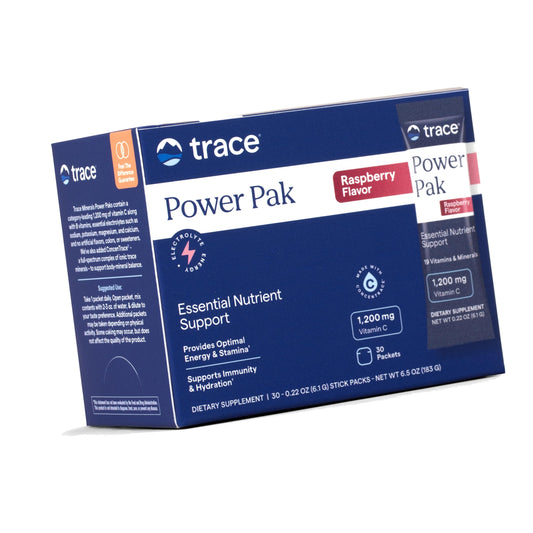 Trace Minerals Power Pak Electrolyte Powder Packets, Raspberry, 30 Ct