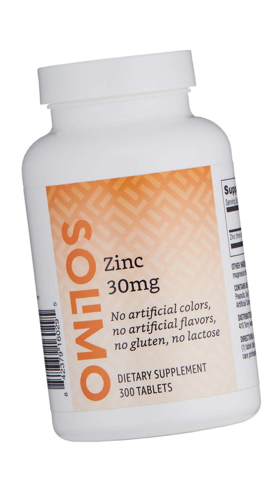 Amazon Brand - Solimo Zinc 30mg, Unflavored, 300 Tablets, Ten Month Supply