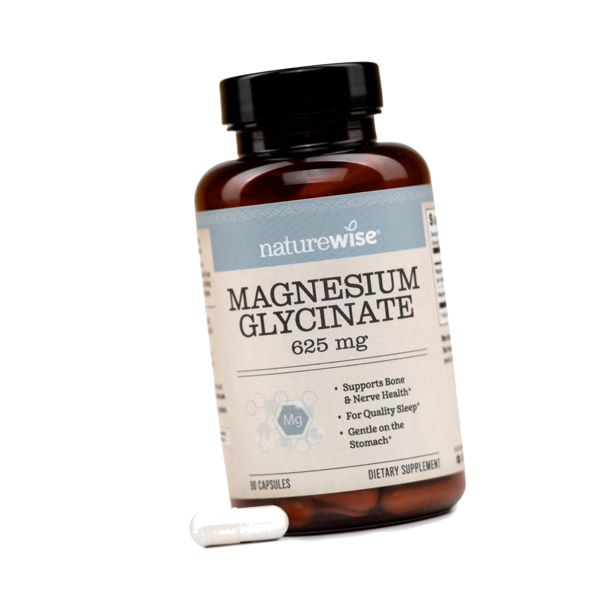 NatureWise Magnesium Glycinate 625mg, Sleep & Muscle Support, 90 Capsules