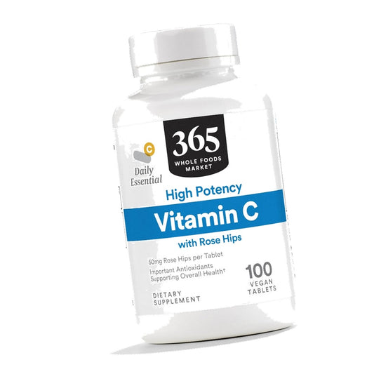 365 by Whole Foods Market, High Potency Vitamin C with Rose Hips, Vegan, 100 Tablets