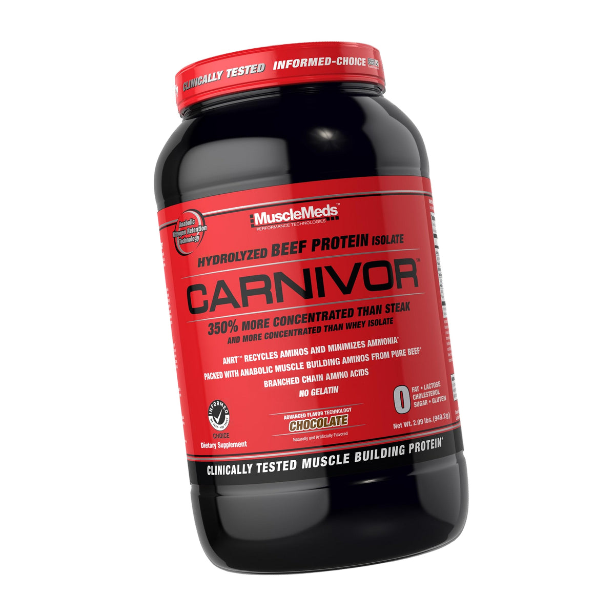 MuscleMeds CARNIVOR Beef Protein Isolate Powder, Muscle Building, Recovery, Lactose Free, Sugar Free, Fat, Free, 23g Protein, Halal Certified, Chocolate, 28 Servings