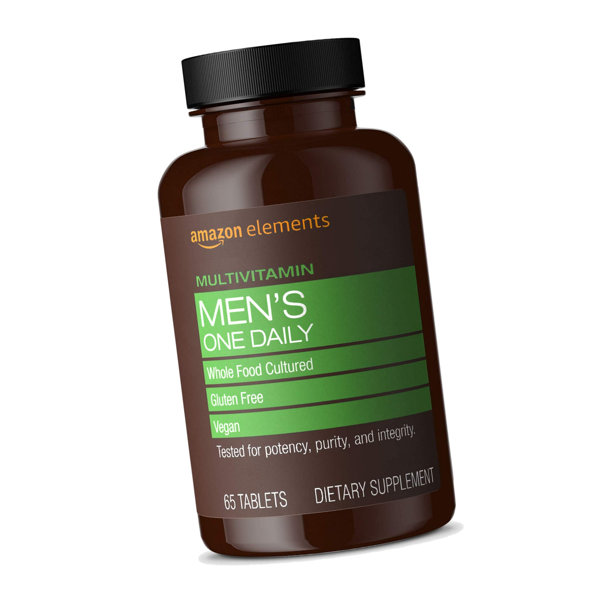 Amazon Basics Men’s One Daily Multivitamin, 62% Whole Food Cultured, Vegan, 65 Tablets, 2 month supply, Packaging May Vary (Previously Amazon Elements)