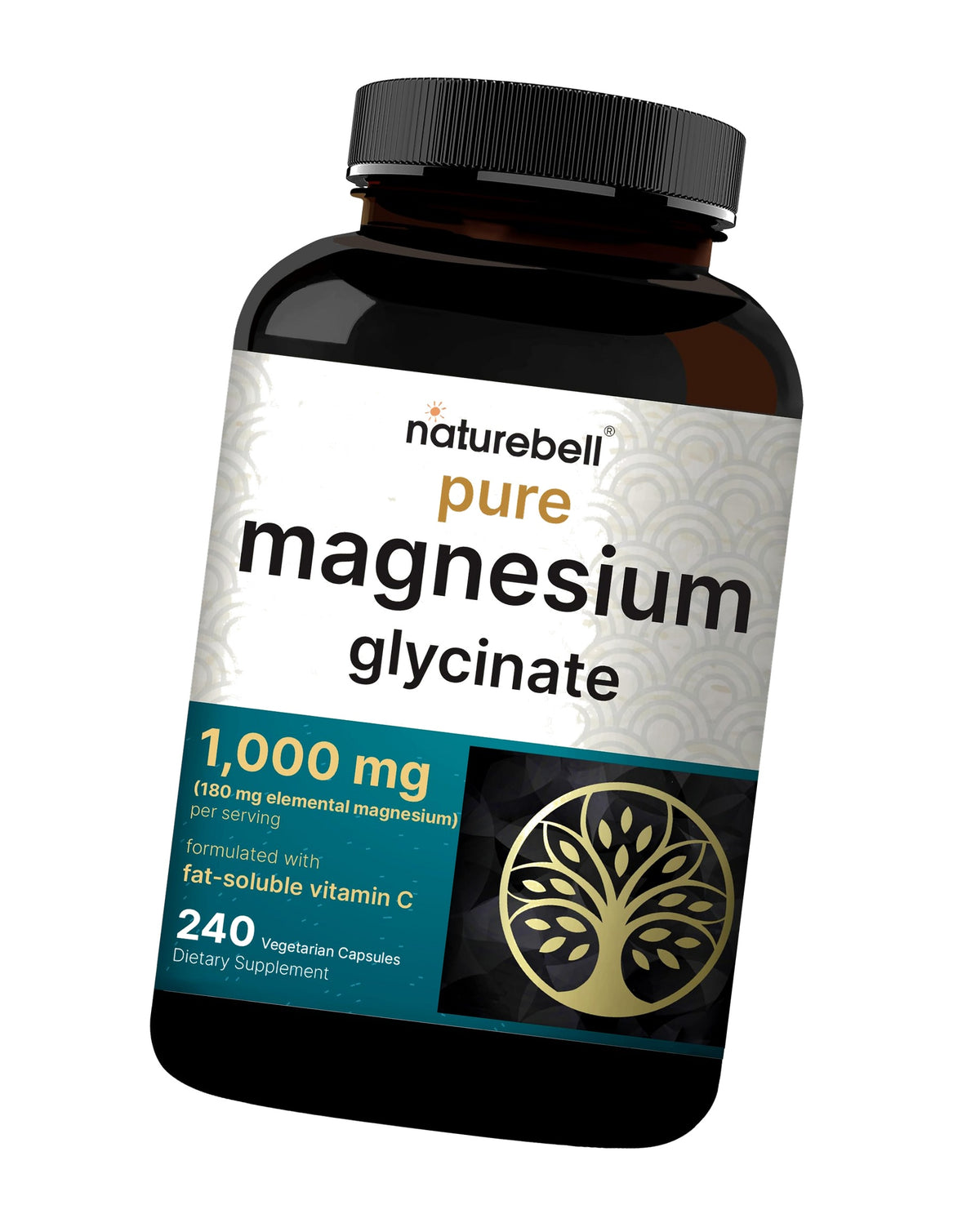 NatureBell Pure Magnesium Glycinate 1000mg Per Serving, 240 Veggie Capsules