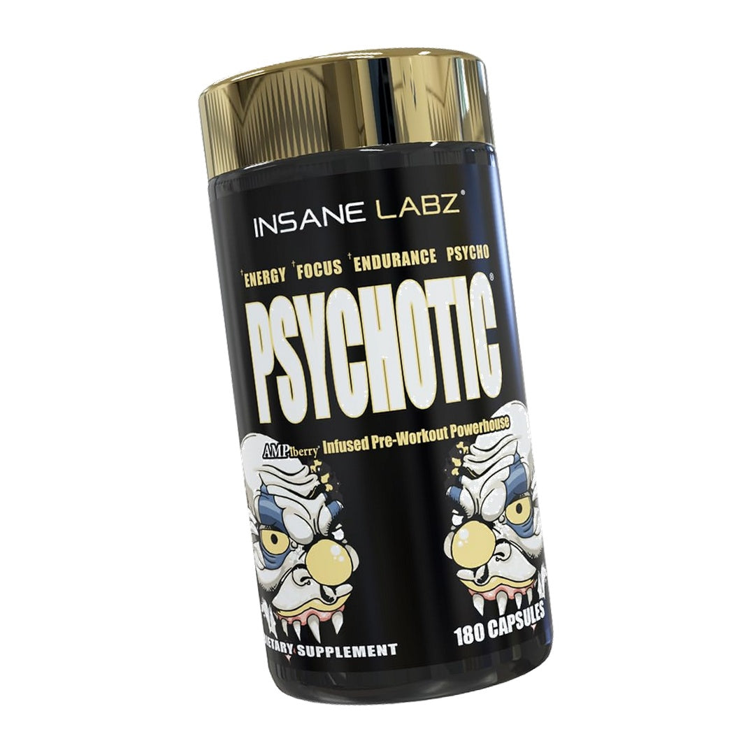Insane Labz Psychotic Gold, High Stimulant Pre Workout Capsules, Extreme Lasting Energy Focus, Pumps and Endurance with Beta Alanine, DMAE Bitartrate, NO Booster (30 Servings, Unflavored)