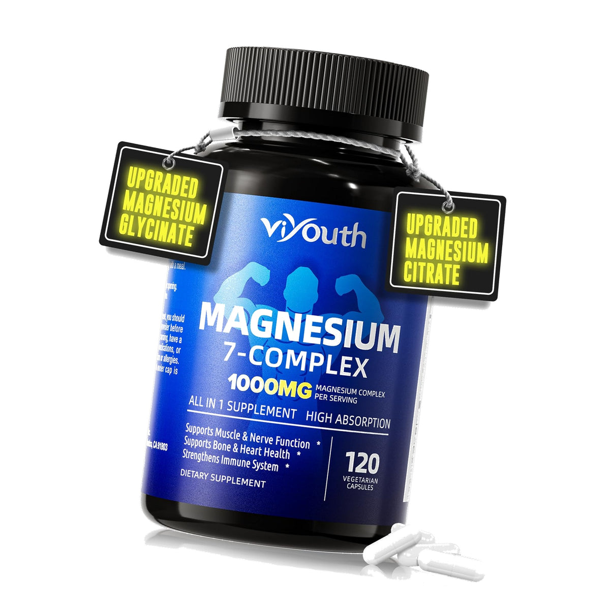 Magnesium 7 Complex Supplement Advanced for Sleep & Muscle, 120 Capsules