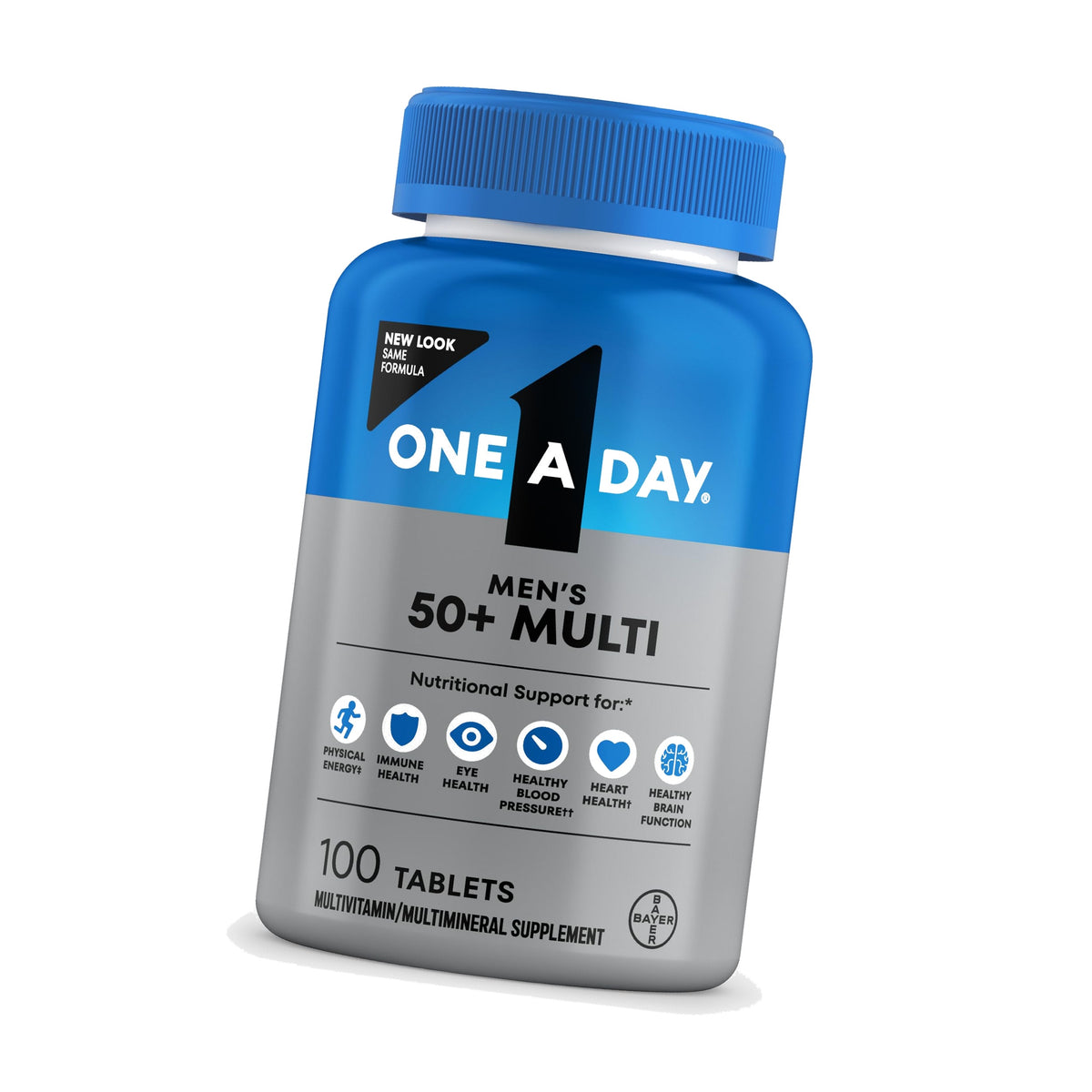 One A Day Men’s 50+ Multivitamins, Supplement with A, C, D, E and Zinc for Immune Health*, Calcium & More, 100 Tablets